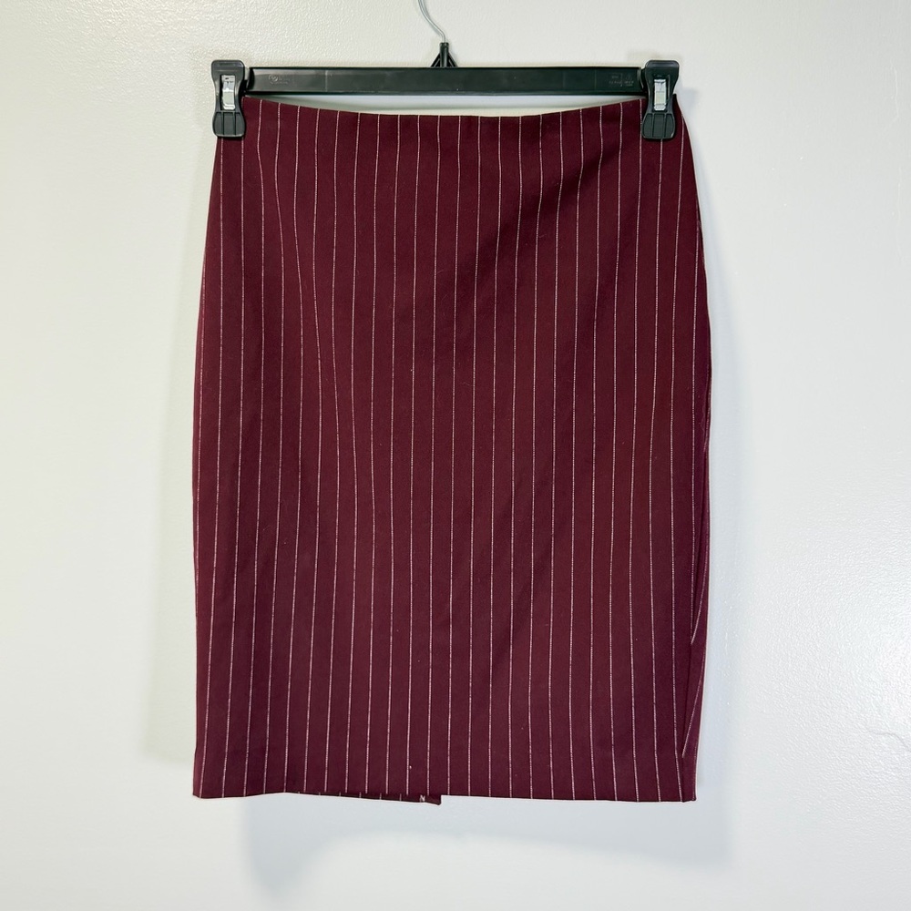 Express Burgundy Pinstripe‎ Pencil Skirt Sz 2